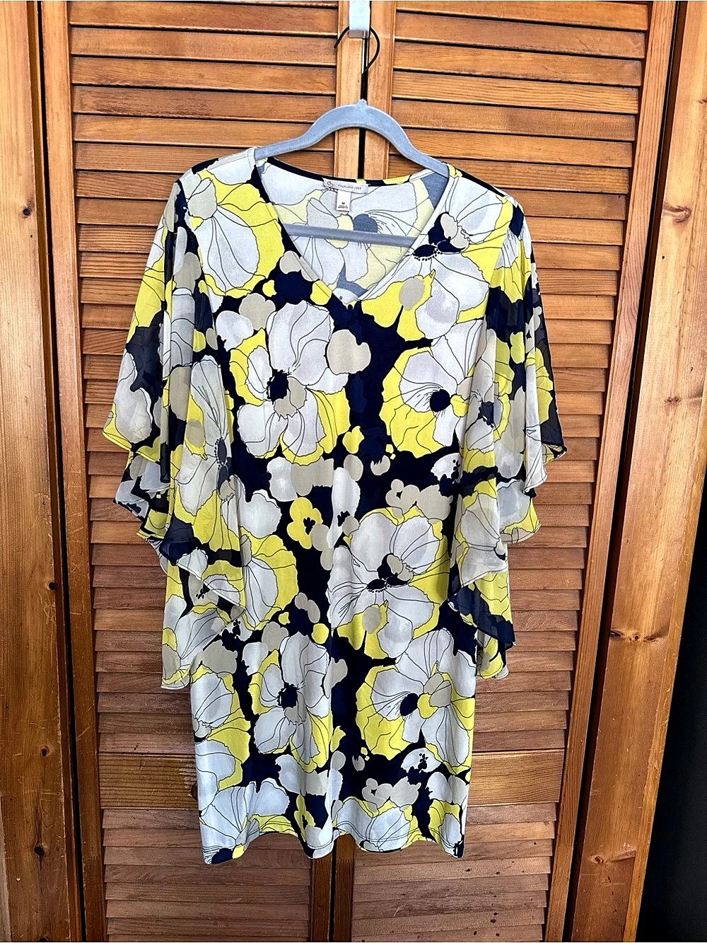 Dress Barn Floral Dress Yellow & Blue Medium